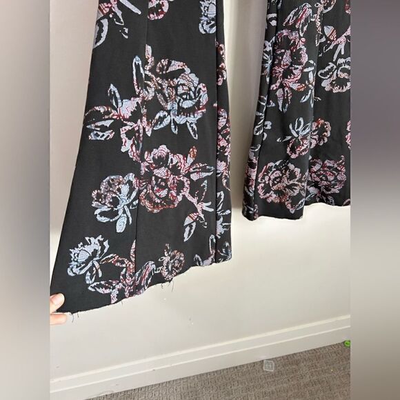 Free People Born To Be Wild Black Combo Stretch Ponte Bell Bottom - Picture 12 of 13